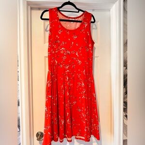 LuLaRoe Red Floral Midi Dress